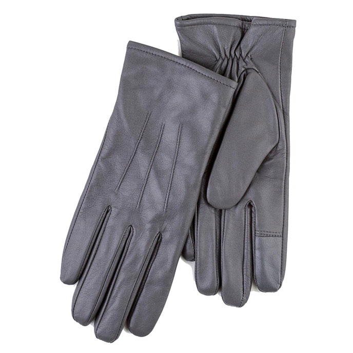 Isotoner Ladies Three Point Leather Glove Grey Extra Image 1